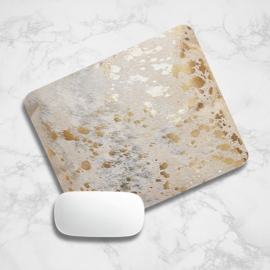 Gold Cowhide Print Metallic Mouse Pad Mousepad