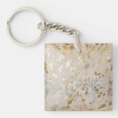 Gold Cowhide Print Metallic Schlüsselanhänger (Vorderseite)