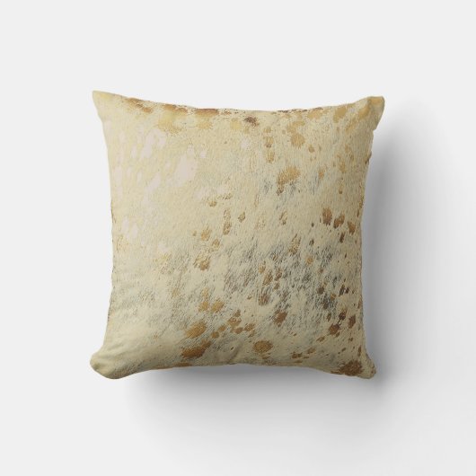 Gold Cowhide Print Metallic Throw Kissen (Vorderseite)