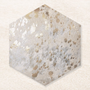 Gold Cowhide Print Metallic Untersetzer
