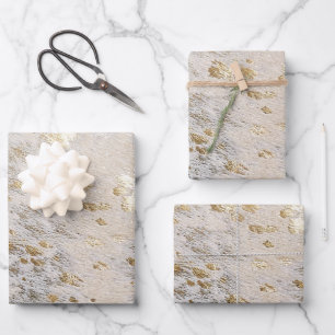 Gold Cowhide Shiny Metallic Weihnachtsgeschenk Geschenkpapier Set