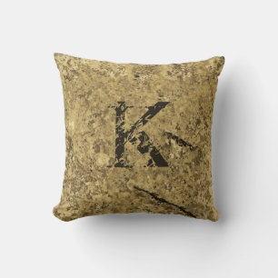 Gold Cracked Natural Rock Textur Custom Monogram Kissen