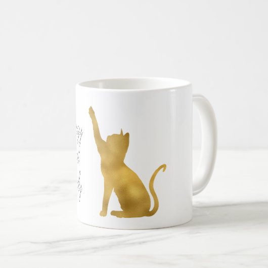 Gold Crazy Cat Lady Kaffeetasse (VorderseiteRechts)