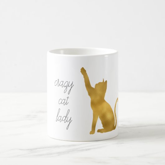 Gold Crazy Cat Lady Kaffeetasse (Mittel)
