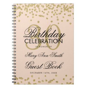 Gold Cream 30. Geburtstag Gästebuch Confetti Notizblock