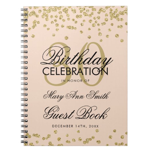 Gold Cream 30. Geburtstag Gästebuch Confetti Notizblock (Vorderseite)