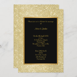 GOLD CREAM BLACK ZICKZACK WEDING INVITATION EINLADUNG