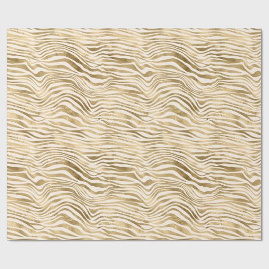 Gold Cream Glitzy Glitzer Zebra Print Geschenkpapier (Flach)