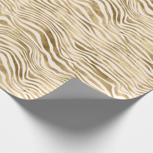 Gold Cream Glitzy Glitzer Zebra Print Geschenkpapier (Ecke)