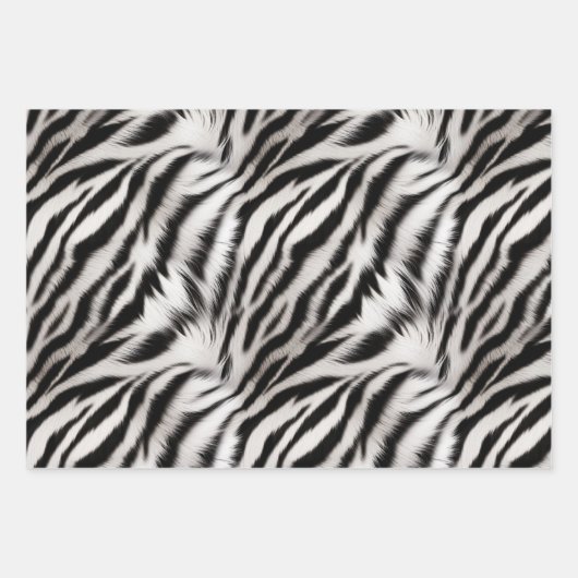 Gold Cream Glitzy Glitzer Zebra Print Geschenkpapier Set (Vorderseite 3)