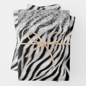Gold Cream Glitzy Glitzer Zebra Print Geschenkpapier Set (Beispiel)