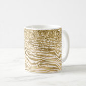 Gold Cream Glitzy Glitzer Zebra Print Kaffeetasse (VorderseiteRechts)