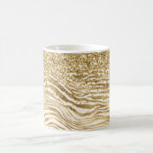 Gold Cream Glitzy Glitzer Zebra Print Kaffeetasse (Mittel)