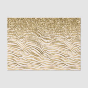 Gold Cream Glitzy Glitzer Zebra Print Seidenpapier