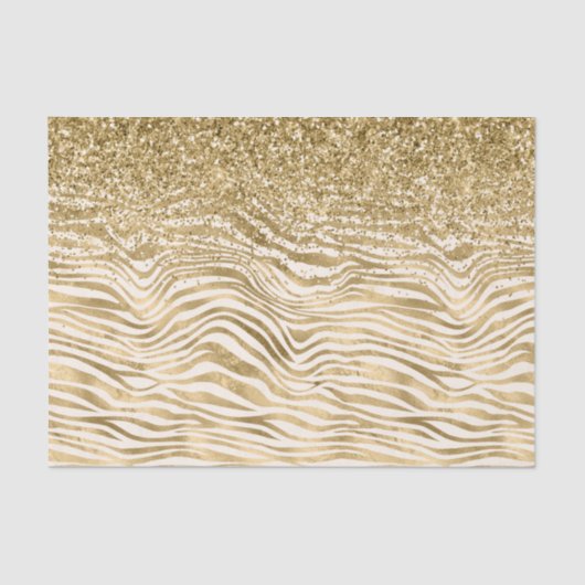 Gold Cream Glitzy Glitzer Zebra Print      Seidenpapier (Vorderseite)
