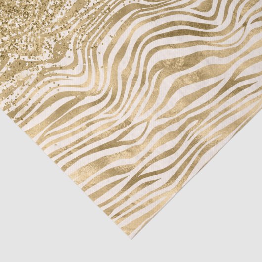 Gold Cream Glitzy Glitzer Zebra Print      Seidenpapier (Ausschnitt)