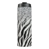 Gold Cream Glitzy Glitzer Zebra Print Thermosbecher (Vorderseite)