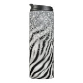 Gold Cream Glitzy Glitzer Zebra Print Thermosbecher (Nach rechts gedreht)