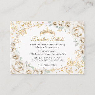 Gold Cream Quinceanera Empfangsdetails Begleitkarte