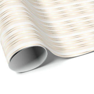 Gold Cream Stripes Muster Weihnachten Geschenkpapier