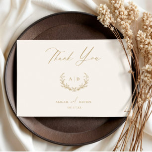 Gold & Cream Wedding Day Danke für die flache Note Einladung