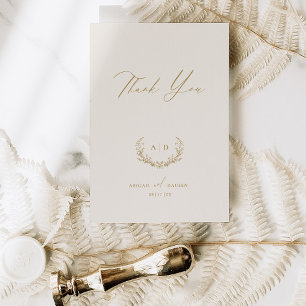 Gold & Cream Wedding Day Danke für die flache Note Einladung