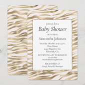 Gold Cream Zebra Print Einladung (Vorne/Hinten)