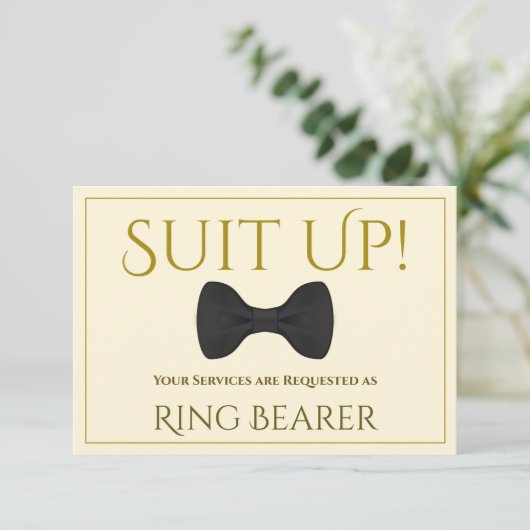 Gold & Creme Anzug Up is my ring bester card Karte (Stehend Vorderseite)