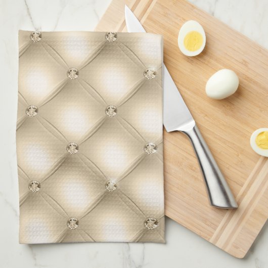 Gold Creme Champagne Diamond Geschirrtuch (Viertel Falte)