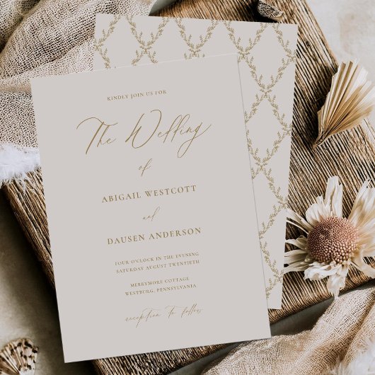 Gold & Creme Einladungs-Karte für Hochzeiten Einladung