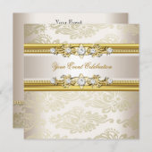 Gold Creme Embossed Look Elegantes Party Einladung (Vorne/Hinten)