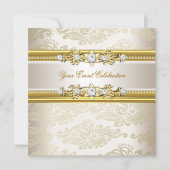 Gold Creme Embossed Look Elegantes Party Einladung (Vorderseite)