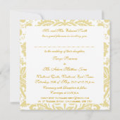Gold, Creme Floral Damask Muster Einladung Hochzei (Rückseite)