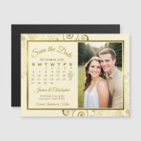 Gold & Creme Kalender & Foto Speichern Sie das Dat