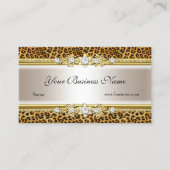 Gold Creme Leopard Black Jewel Look Image Visitenkarte (Vorderseite)