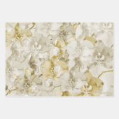 Gold Creme Orchid Blume Brautparty Geschenkpapier Set (Vorderseite 3)