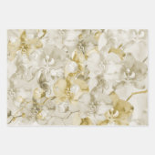 Gold Creme Orchid Blume Brautparty Geschenkpapier Set (Vorderseite 2)