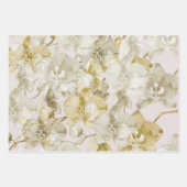 Gold Creme Orchid Blume Brautparty Geschenkpapier Set (Vorderseite)