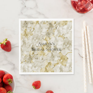 Gold Creme Orchid Blume Brautparty Serviette