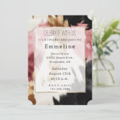 Gold Creme Pink Black Cowgirl Cowhide Einladung (Stehend Vorderseite)