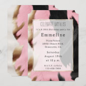 Gold Creme Pink Black Cowgirl Cowhide Einladung (Vorne/Hinten)