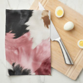 Gold Creme Pink Black Cowgirl Cowhide Geschirrtuch (Viertel Falte)