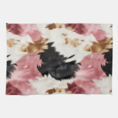 Gold Creme Pink Black Cowgirl Cowhide Geschirrtuch (Horizontal)
