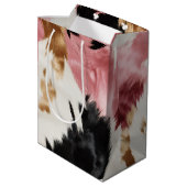 Gold Creme Pink Black Cowgirl Cowhide Mittlere Geschenktüte (Rückseite Schrägansicht)