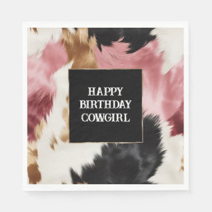 Gold Creme Pink Black Cowgirl Cowhide Serviette