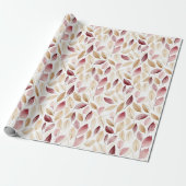 Gold Creme Rouge Rot Blätter Geburtstag Geschenkpapier (Ungerollt)