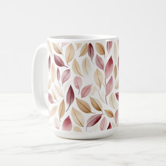Gold Creme Rouge Rot Blätter  Kaffeetasse (Vorderseite Links)