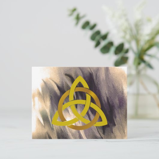Gold Creme Trinity Knot Celtic Watercolor Postkarte (Stehend Vorderseite)