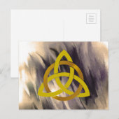 Gold Creme Trinity Knot Celtic Watercolor Postkarte (Vorne/Hinten)