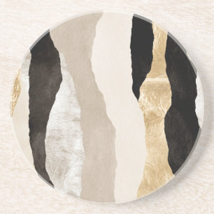 Gold Creme Weiß Schwarz Streifen Getränkeuntersetzer